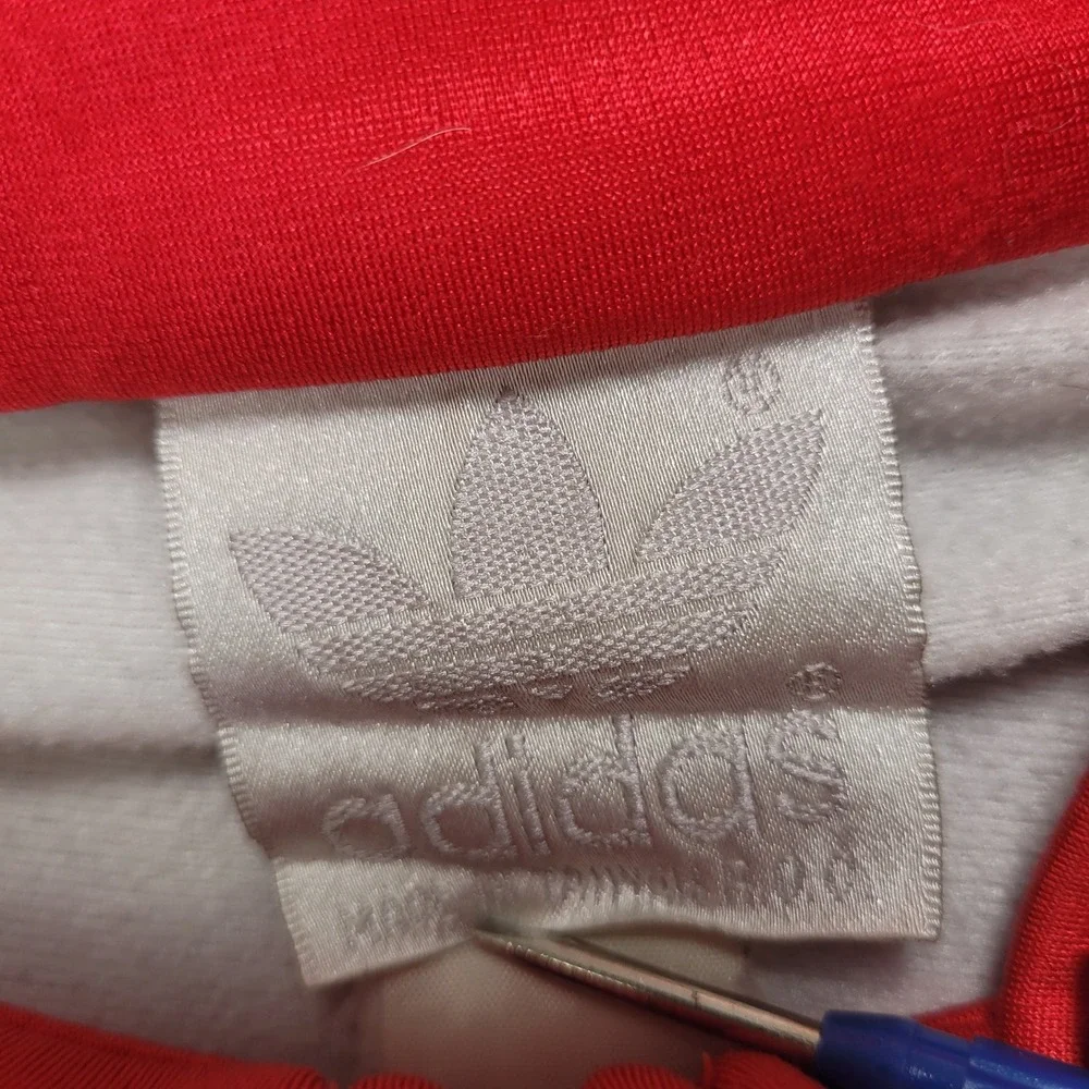 Vintage 80's Adidas Trefoil‎ Track Jacket Red White Colorblock Mens Zip Up Small